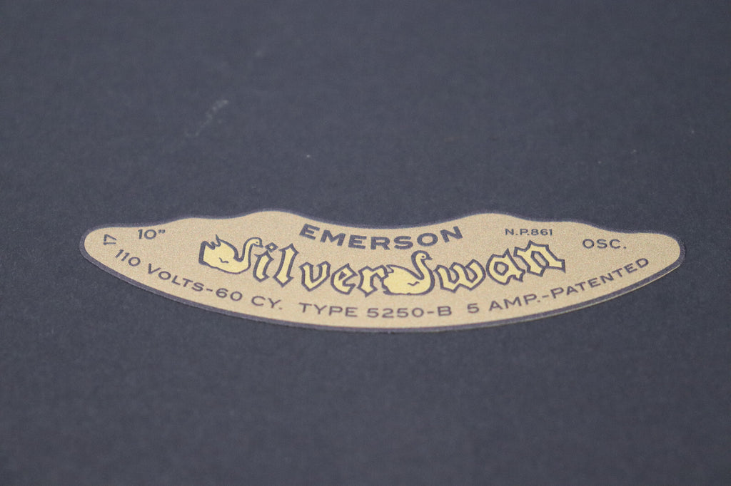 Antique Emerson SILVER SWAN ART DECO 10"  and 12"  Type 5250-B Fan Decal