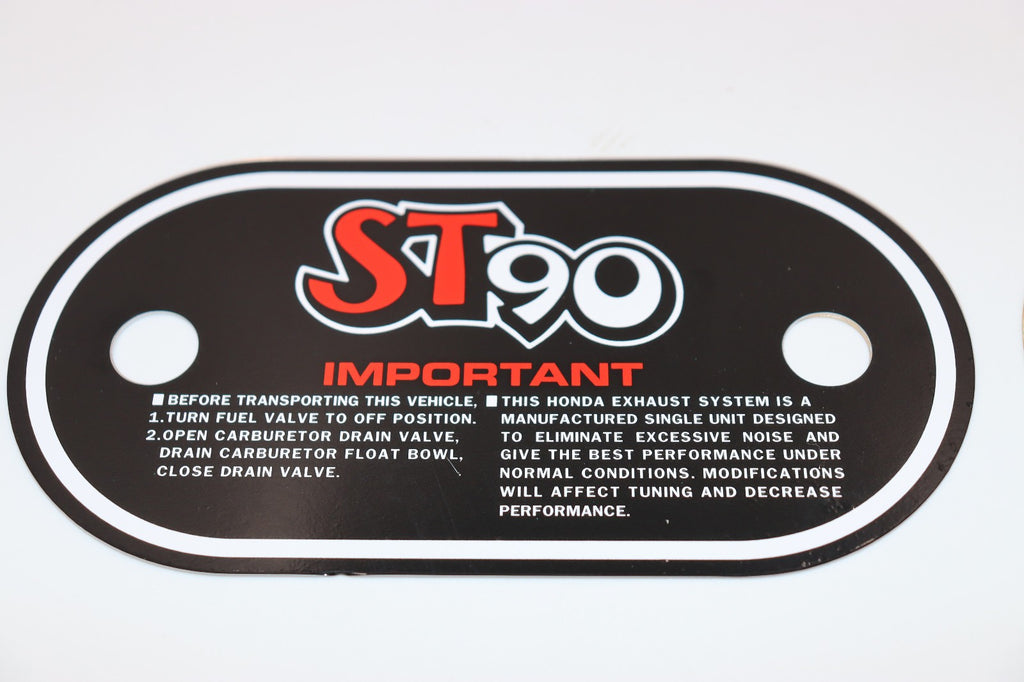 1973 Honda ST90 Air Cleaner Decal on Aluminum Plate RED