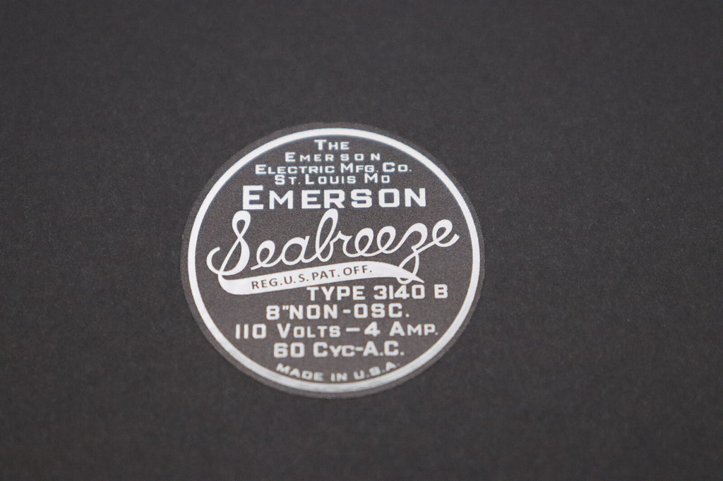 Emerson Seabreeze 8" fan Vintage Emerson Reproduction Decal