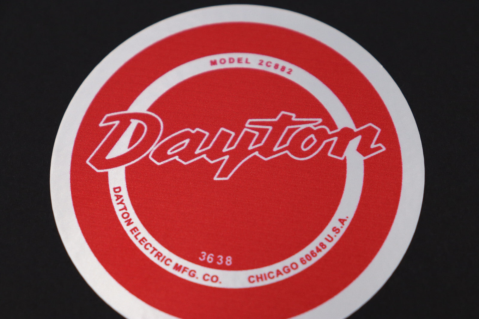 Vintage Dayton Fan Decal 2.5" Round Model 2C882