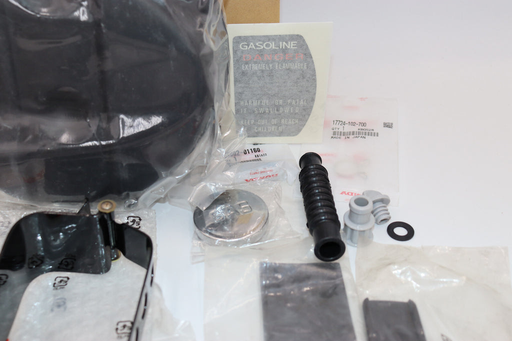 NEW Honda CT90 CT110 AUX. Tank COMPLETE WITH Mounting Strap, & FITTINGS.