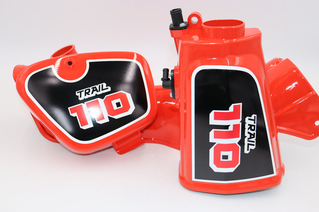 1980 Honda TRAIL110 Down Tube Cover, Air Box, & Battery Cover TAHIATIAN RED