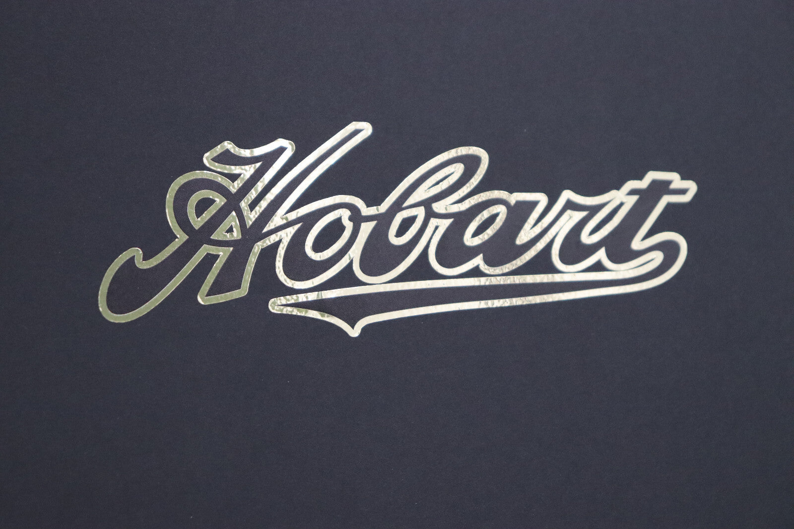 Hobart Decal on GOLD CHROME Film. Antique Hobart Decal Script Decal.