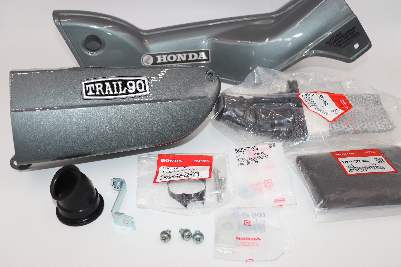 1969 Honda CT90 K1 Air Filter Housing, Down Tube Cover w/ Hardware Complete