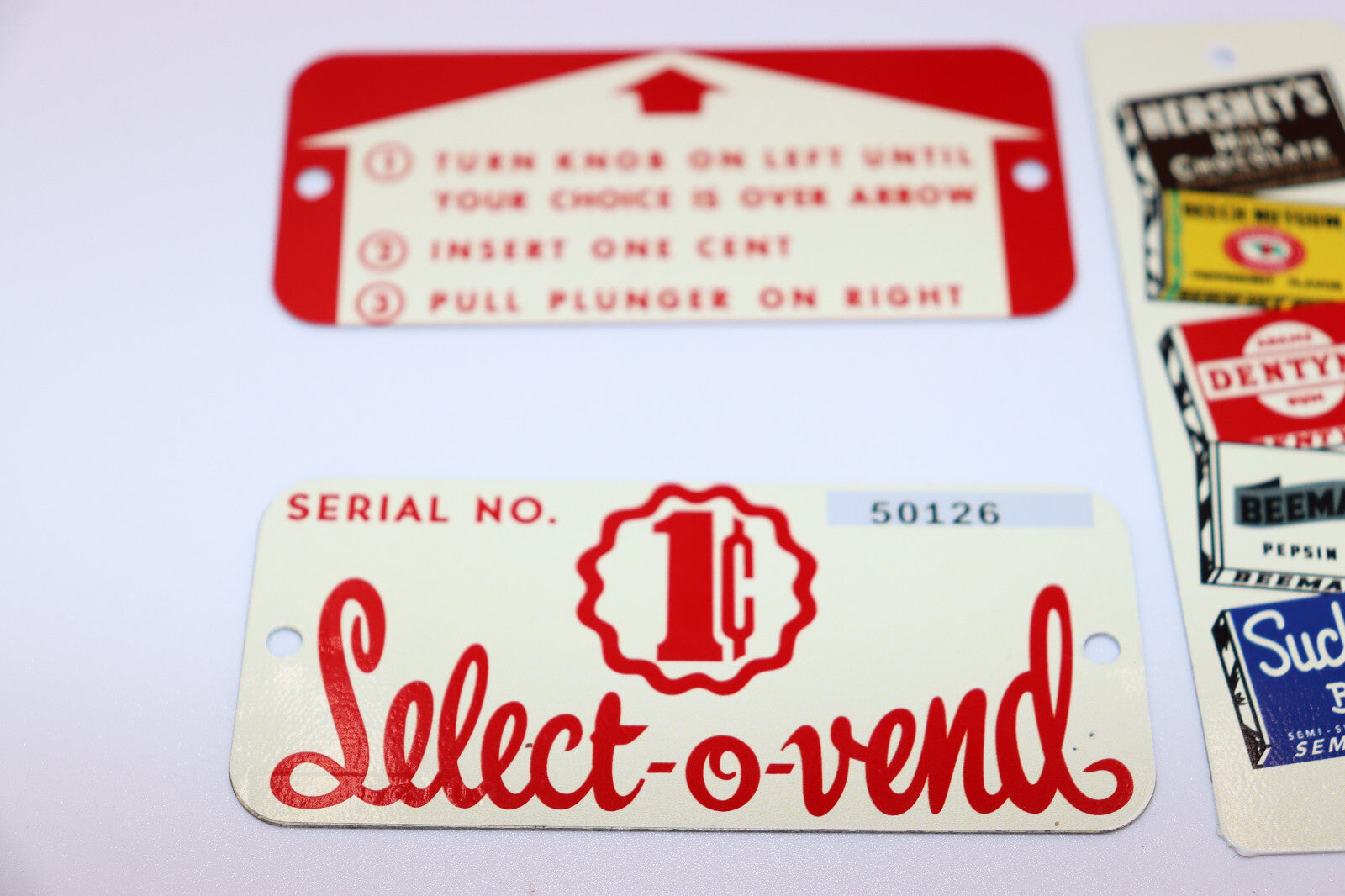 Vintage Candy vending machine Decals with Rivets
