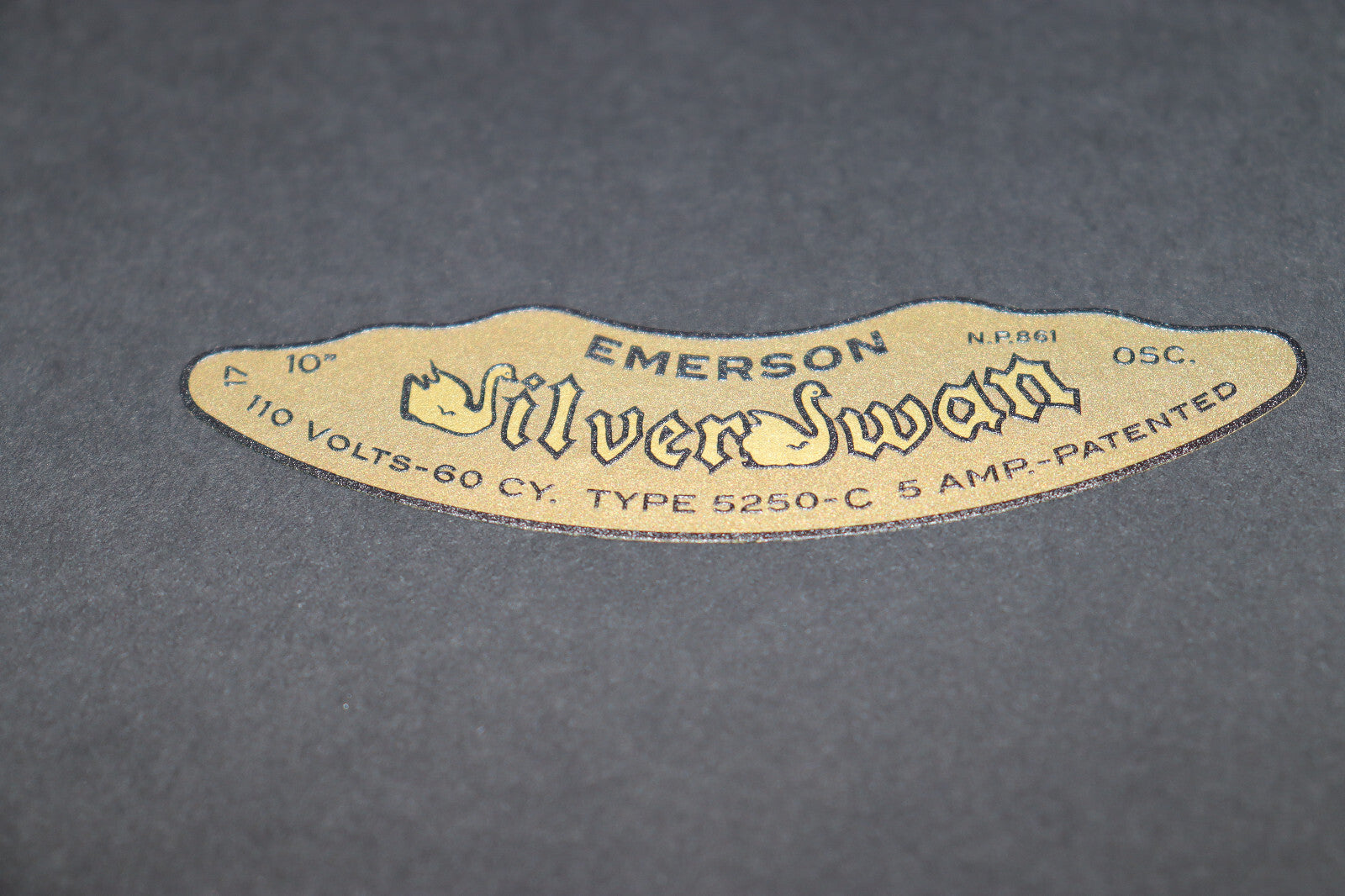 Vintage Emerson SILVER SWAN ART DECO 10"  and 12" Fan Decal Type 5250-C
