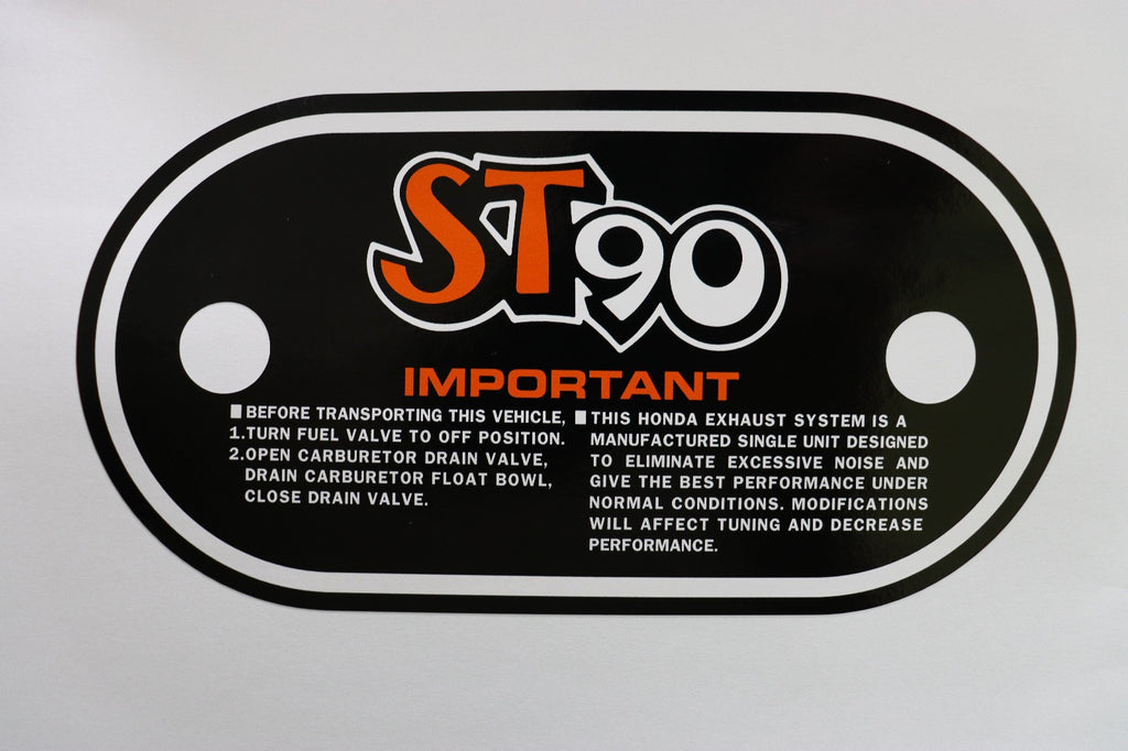 1975 Honda ST90 K2 Air Cleaner Decal on Aluminum Plate
