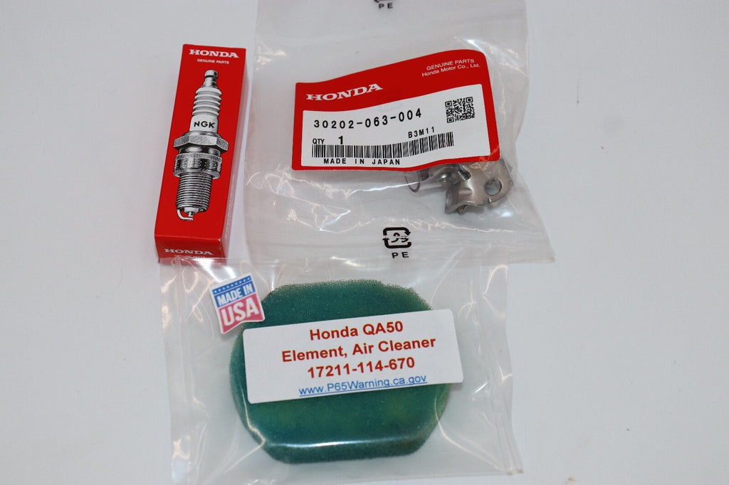 1971 Honda QA50 Tuneup Kit New QA50 Points, QA50 Spark Plug, QA50 Air Filter NEW
