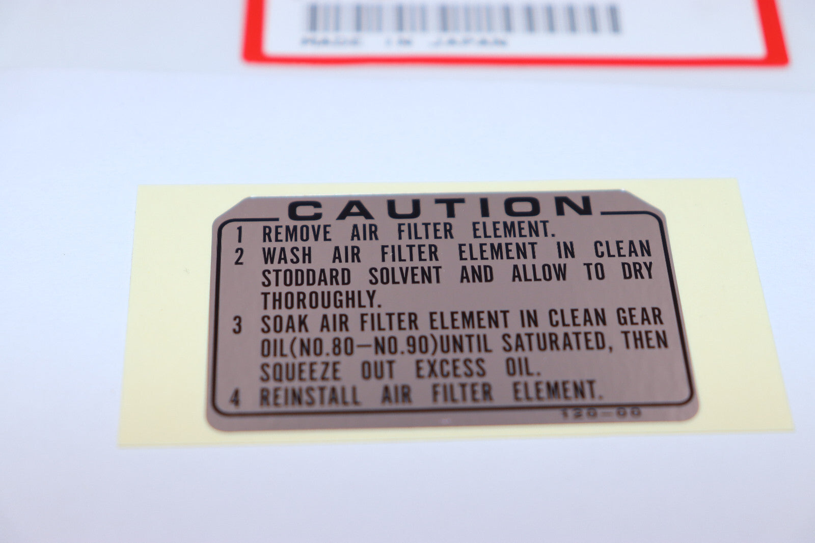 HONDA Express NC50A AIR CLEANER LABEL  87508-120-000 OEM HONDA