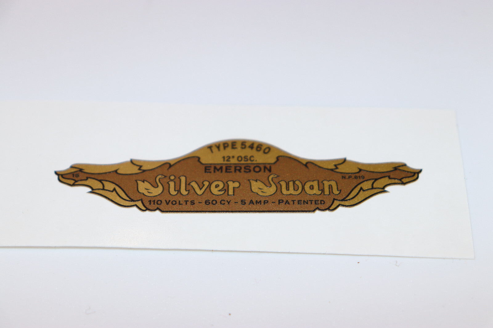 Vintage Emerson SILVER SWAN ART DECO 12" Fan Decal SET Type 5460C