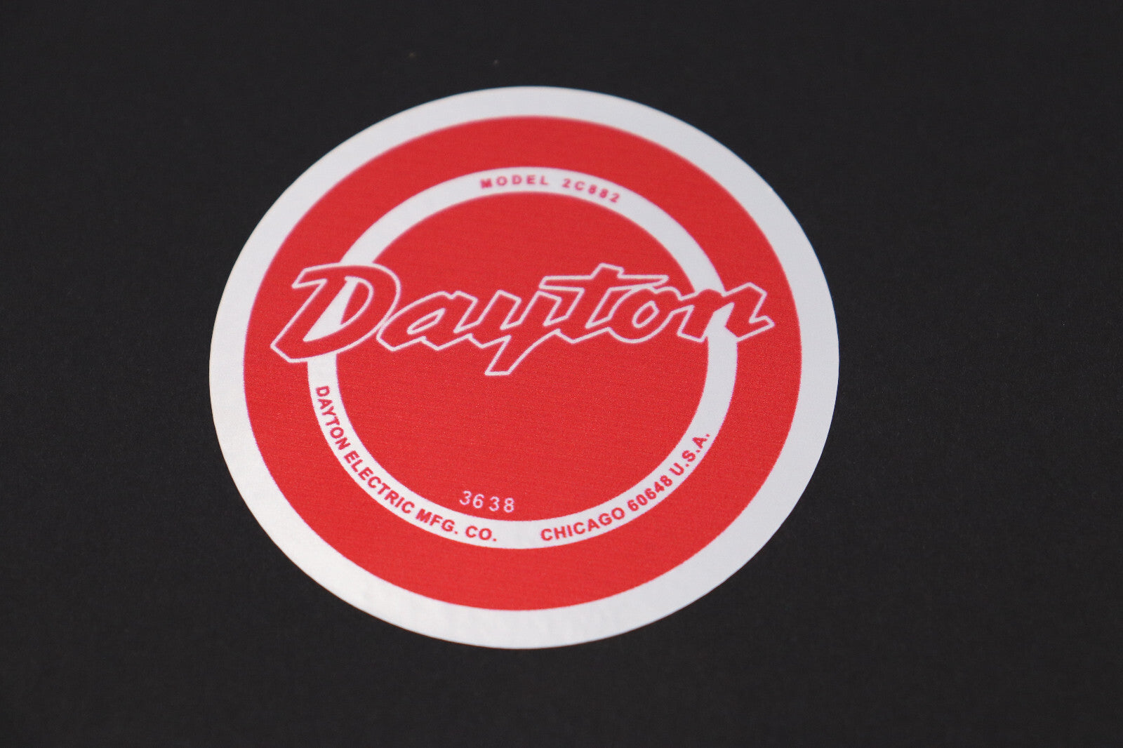 Vintage Dayton Fan Decal 2.5" Round Model 2C882