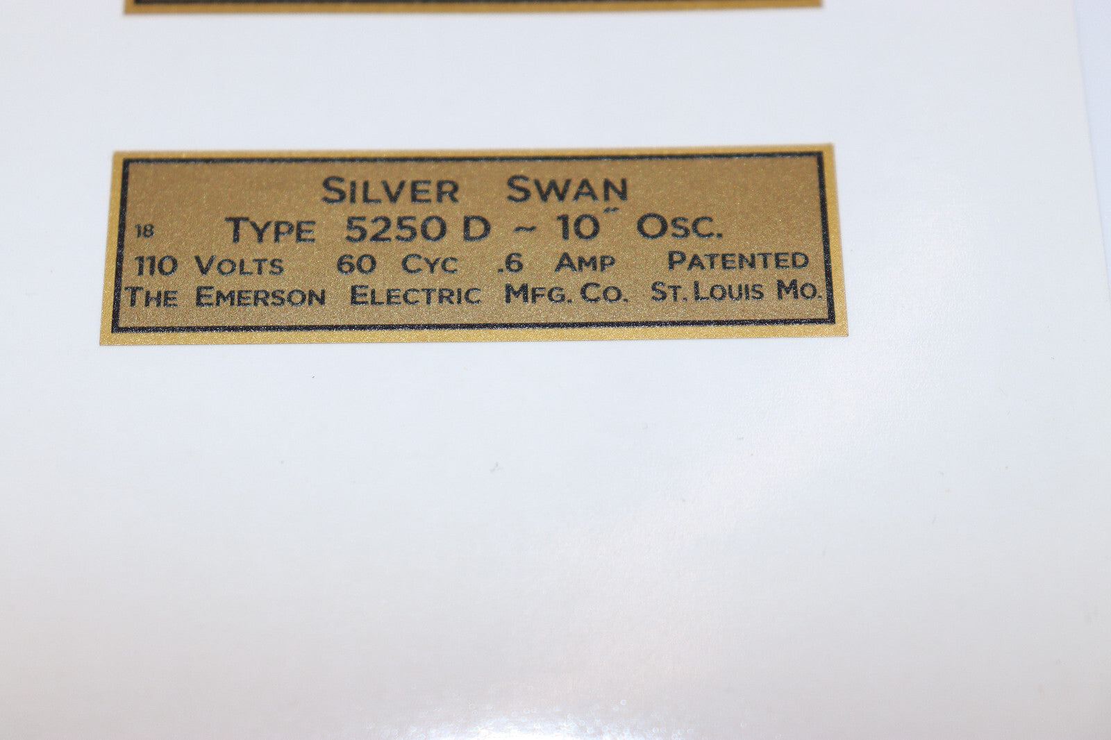 Vintage Emerson SILVER SWAN ART DECO 10" Fan Decal Type 5250 D (DECAL ONLY)