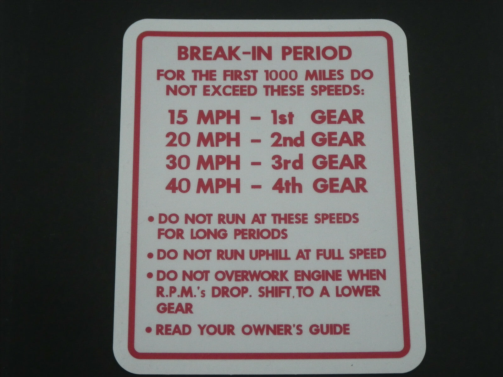 Wards Riverside Benelli Breakin Decal Exact Reproduction in RED