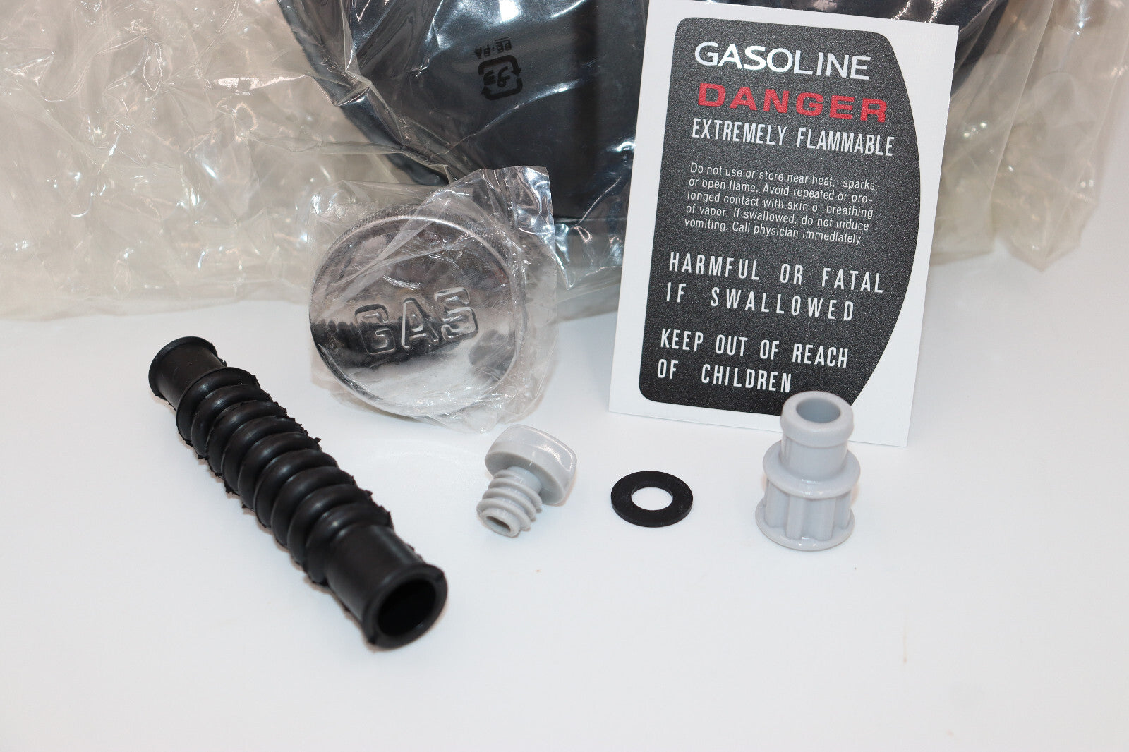 NEW Honda CT90 CT110 AUX. Tank COMPLETE WITH Mounting Strap, & FITTINGS.