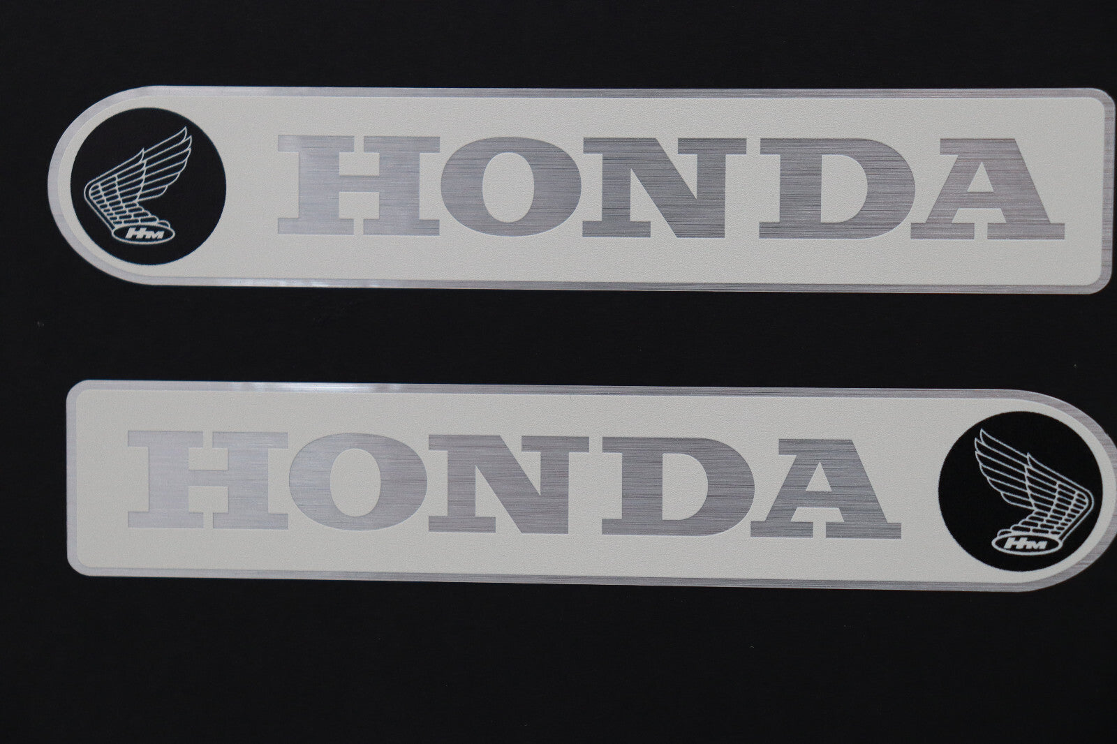 CT90 K2 DOWN TUBE COVER Decals on Brushed Metal Look Vinyl in White