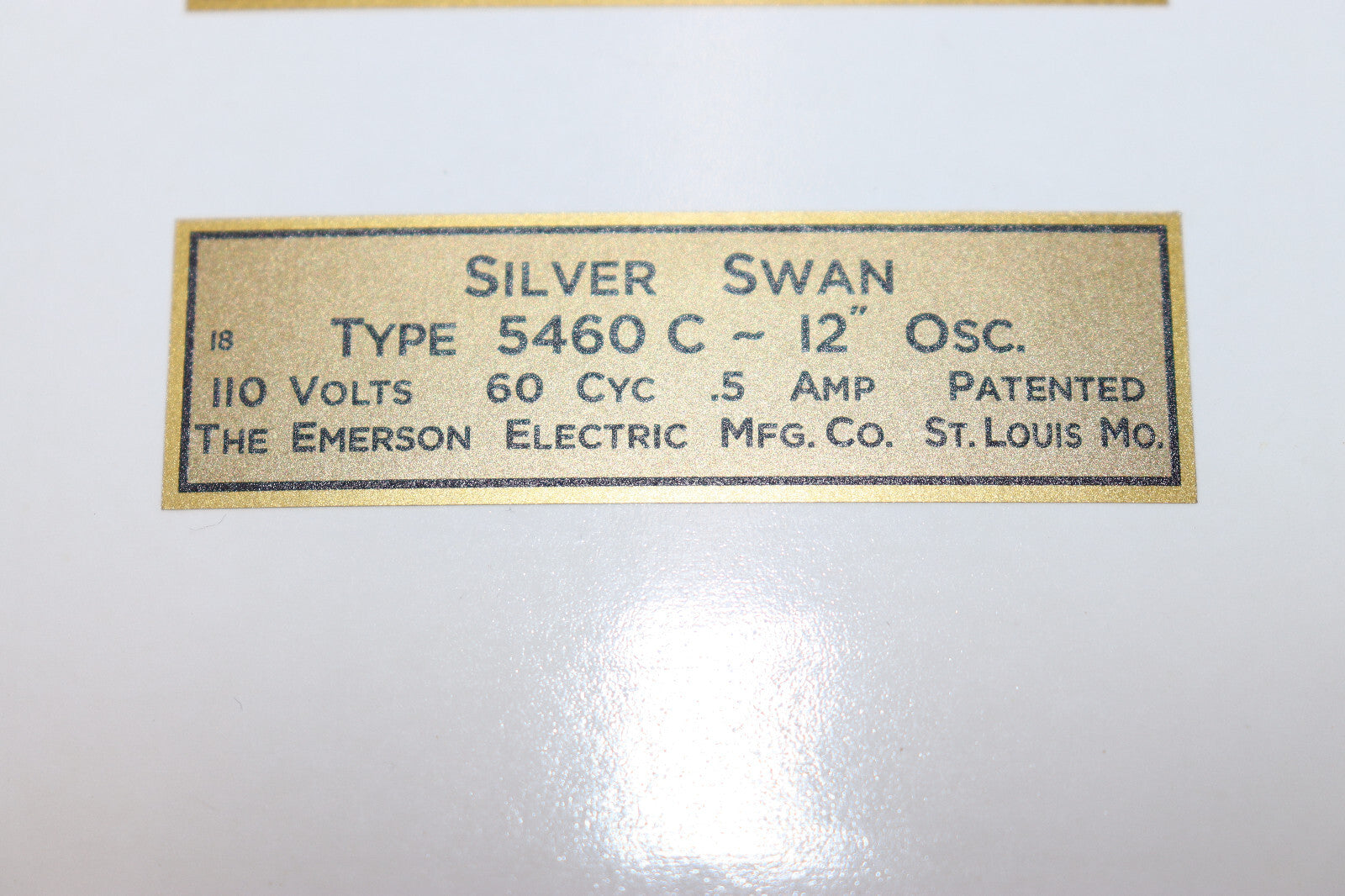 Vintage Emerson SILVER SWAN ART DECO 12" Fan Decal Type 5460C
