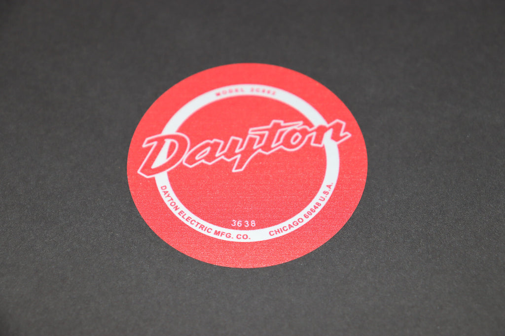 Vintage Dayton Fan Decal 2.5" Round Model 2C882