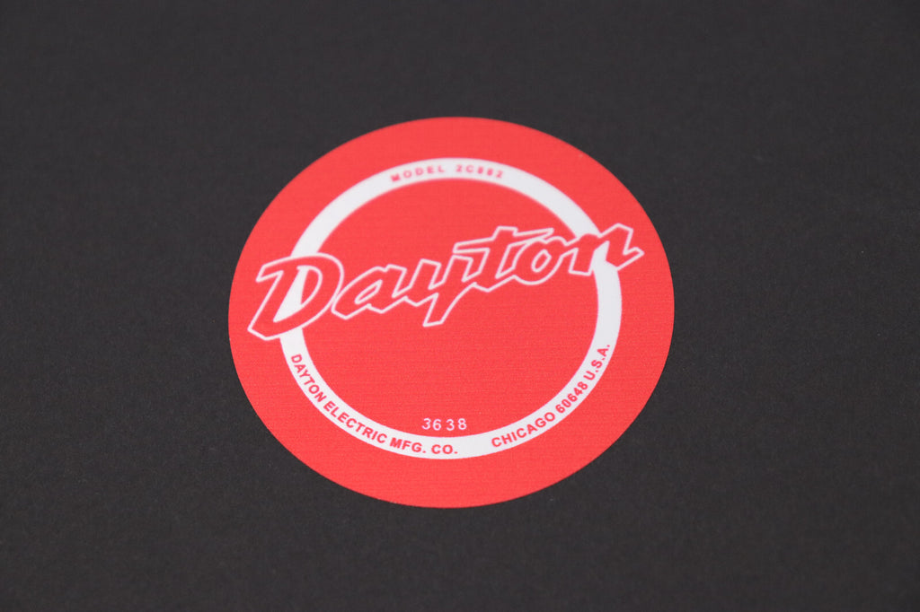 Vintage Dayton Fan Decal 2.5" Round Model 2C882