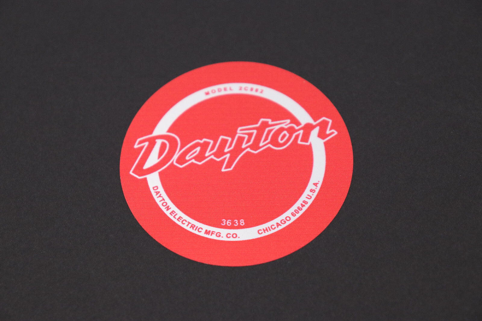 Vintage Dayton Fan Decal 2.5" Round Model 2C882