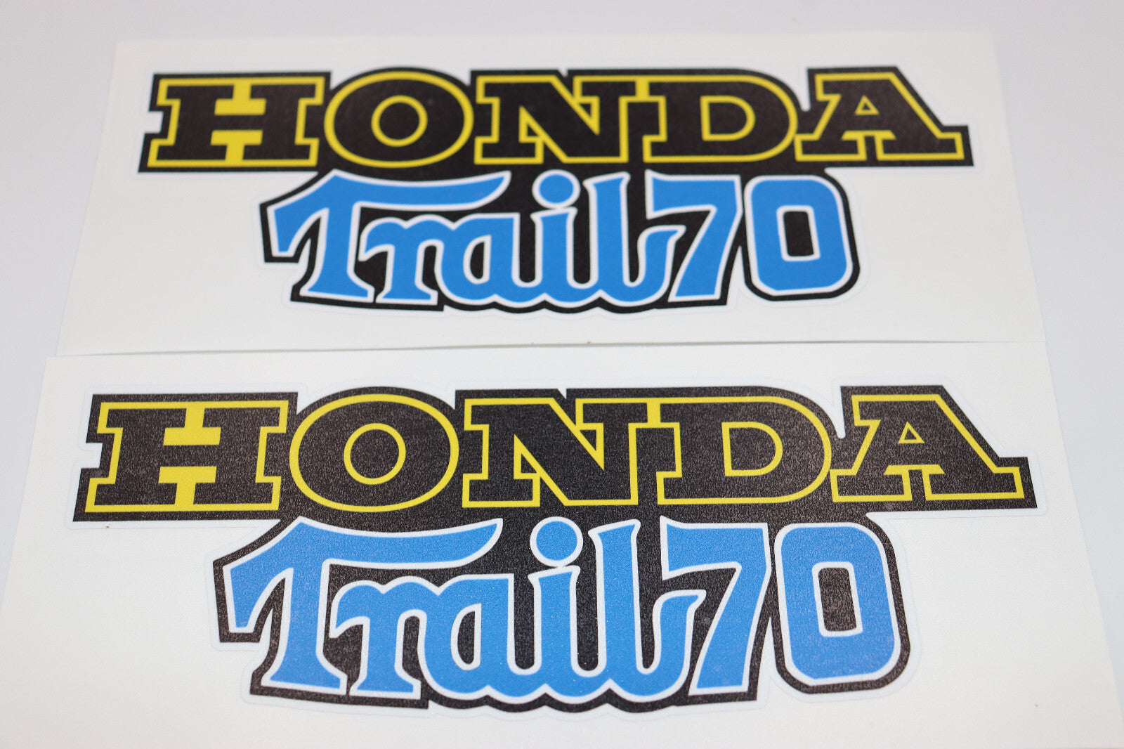 1974 Honda CT70 K3 Main Frame Decal (BLUE Trail70 Letters) Set With Safety Decal